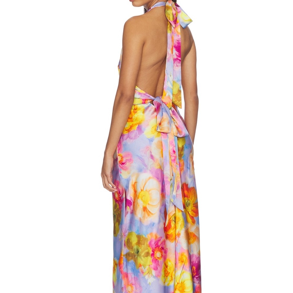 Show Me Your Mumu Lavender Floral Backless Halter Maxi Dress